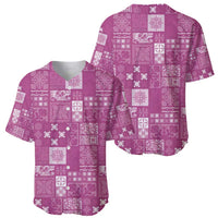 Vintage Hawaiian Quilting Patterns Baseball Jersey Pink Style Tribal Fabric Patchwork - Polynesian Pride