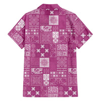 Vintage Hawaiian Quilting Patterns Family Matching Puletasi and Hawaiian Shirt Pink Style Tribal Fabric Patchwork - Polynesian Pride