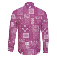 Vintage Hawaiian Quilting Patterns Family Matching Puletasi and Hawaiian Shirt Pink Style Tribal Fabric Patchwork - Polynesian Pride