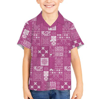Vintage Hawaiian Quilting Patterns Kid Hawaiian Shirt Pink Style Tribal Fabric Patchwork - Polynesian Pride