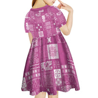 Vintage Hawaiian Quilting Patterns Kid Short Sleeve Dress Pink Style Tribal Fabric Patchwork - Polynesian Pride