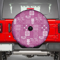Vintage Hawaiian Quilting Patterns Spare Tire Cover Pink Style Tribal Fabric Patchwork - Polynesian Pride