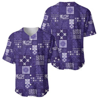 Vintage Hawaiian Quilting Patterns Baseball Jersey Purple Style Tribal Fabric Patchwork - Polynesian Pride