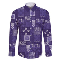 Vintage Hawaiian Quilting Patterns Family Matching Short Sleeve Bodycon Dress and Hawaiian Shirt Purple Style Tribal Fabric Patchwork - Polynesian Pride