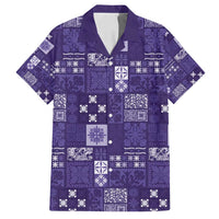 Vintage Hawaiian Quilting Patterns Family Matching Summer Maxi Dress and Hawaiian Shirt Purple Style Tribal Fabric Patchwork - Polynesian Pride