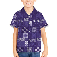 Vintage Hawaiian Quilting Patterns Hawaiian Shirt Purple Style Tribal Fabric Patchwork - Polynesian Pride