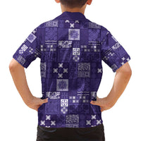 Vintage Hawaiian Quilting Patterns Kid Hawaiian Shirt Purple Style Tribal Fabric Patchwork LT9 - Polynesian Pride