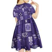 Vintage Hawaiian Quilting Patterns Kid Short Sleeve Dress Purple Style Tribal Fabric Patchwork - Polynesian Pride