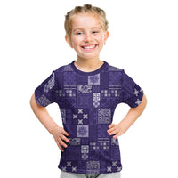 Vintage Hawaiian Quilting Patterns Kid T Shirt Purple Style Tribal Fabric Patchwork - Polynesian Pride