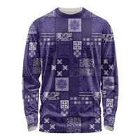 Vintage Hawaiian Quilting Patterns Long Sleeve Shirt Purple Style Tribal Fabric Patchwork - Polynesian Pride