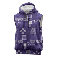 Vintage Hawaiian Quilting Patterns Sleeveless Zip Hoodie Purple Style Tribal Fabric Patchwork - Polynesian Pride