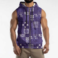 Vintage Hawaiian Quilting Patterns Sleeveless Zip Hoodie Purple Style Tribal Fabric Patchwork LT9 - Polynesian Pride