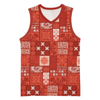 Vintage Hawaiian Quilting Patterns Basketball Jersey Red Style Tribal Fabric Patchwork - Polynesian Pride