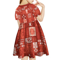 Vintage Hawaiian Quilting Patterns Kid Short Sleeve Dress Red Style Tribal Fabric Patchwork - Polynesian Pride