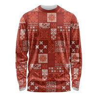 Vintage Hawaiian Quilting Patterns Long Sleeve Shirt Red Style Tribal Fabric Patchwork - Polynesian Pride