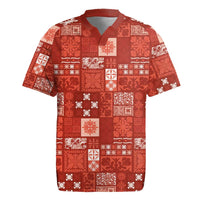 Vintage Hawaiian Quilting Patterns Rugby Jersey Red Style Tribal Fabric Patchwork - Polynesian Pride