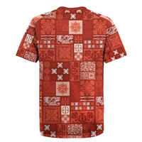 Vintage Hawaiian Quilting Patterns Rugby Jersey Red Style Tribal Fabric Patchwork - Polynesian Pride
