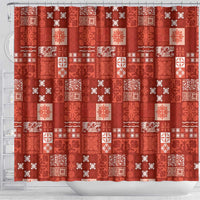 Vintage Hawaiian Quilting Patterns Shower Curtain Red Style Tribal Fabric Patchwork - Polynesian Pride