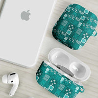 Vintage Hawaiian Quilting Patterns AirPods Case Turquoise Style Tribal Fabric Patchwork - Polynesian Pride