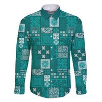 Vintage Hawaiian Quilting Patterns Family Matching Summer Maxi Dress and Hawaiian Shirt Turquoise Style Tribal Fabric Patchwork - Polynesian Pride