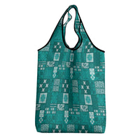 Vintage Hawaiian Quilting Patterns Grocery Bag Turquoise Style Tribal Fabric Patchwork - Polynesian Pride