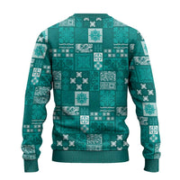 Vintage Hawaiian Quilting Patterns Ugly Christmas Sweater Turquoise Style Tribal Fabric Patchwork - Polynesian Pride