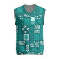 Vintage Hawaiian Quilting Patterns Christmas Knitted V-Neck Vest Turquoise Style Tribal Fabric Patchwork - Polynesian Pride