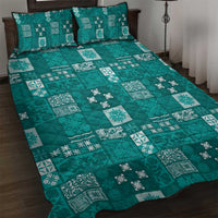 Vintage Hawaiian Quilting Patterns Quilt Bed Set Turquoise Style Tribal Fabric Patchwork - Polynesian Pride