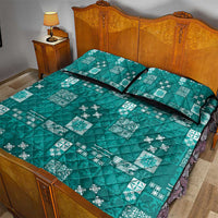 Vintage Hawaiian Quilting Patterns Quilt Bed Set Turquoise Style Tribal Fabric Patchwork - Polynesian Pride