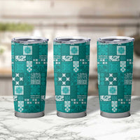 Vintage Hawaiian Quilting Patterns Tumbler Cup Turquoise Style Tribal Fabric Patchwork - Polynesian Pride