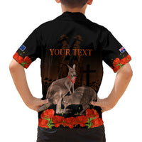 Kangaroo and Kiwi Bird ANZAC Day Custom Family Matching Short Sleeve Bodycon Dress and Hawaiian Shirt Soldier Style LT9 - Polynesian Pride