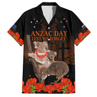 Koala and Kiwi Bird ANZAC Day Custom Family Matching Summer Maxi Dress and Hawaiian Shirt Soldier Style LT9 Dad's Shirt - Short Sleeve Black - Polynesian Pride