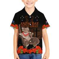 Koala and Kiwi Bird ANZAC Day Custom Family Matching Tank Maxi Dress and Hawaiian Shirt Soldier Style LT9 Son's Shirt Black - Polynesian Pride