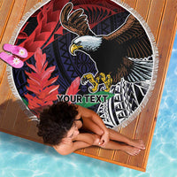 American Samoa Bald Eagle Personalized Beach Blanket Samoa Muamua Le Atua