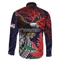 American Samoa Bald Eagle Personalized Family Matching Off Shoulder Maxi Dress and Hawaiian Shirt Samoa Muamua Le Atua