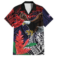 American Samoa Bald Eagle Personalized Family Matching Short Sleeve Bodycon Dress and Hawaiian Shirt Samoa Muamua Le Atua
