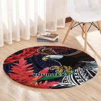 American Samoa Bald Eagle Personalized Round Carpet Samoa Muamua Le Atua