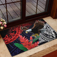 American Samoa Bald Eagle Personalized Rubber Doormat Samoa Muamua Le Atua