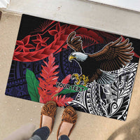 American Samoa Bald Eagle Personalized Rubber Doormat Samoa Muamua Le Atua