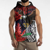 American Samoa Bald Eagle Personalized Sleeveless Zip Hoodie Samoa Muamua Le Atua - Polynesian Pride