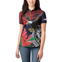 American Samoa Bald Eagle Personalized Women Polo Shirt Samoa Muamua Le Atua