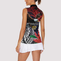American Samoa Bald Eagle Personalized Women Sleeveless Polo Shirt Samoa Muamua Le Atua