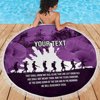 Anzac Day Gallipoli Personalised Beach Blanket Purple Poppy Flowers