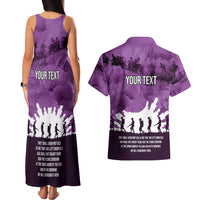 Anzac Day Gallipoli Personalised Couples Matching Tank Maxi Dress and Hawaiian Shirt Purple Poppy Flowers