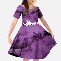 Anzac Day Gallipoli Personalised Family Matching Mermaid Dress and Hawaiian Shirt Purple Poppy Flowers