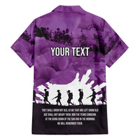 Anzac Day Gallipoli Personalised Family Matching Short Sleeve Bodycon Dress and Hawaiian Shirt Purple Poppy Flowers