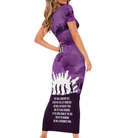 Anzac Day Gallipoli Personalised Family Matching Short Sleeve Bodycon Dress and Hawaiian Shirt Purple Poppy Flowers