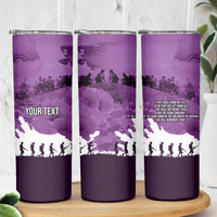 Anzac Day Gallipoli Personalised Skinny Tumbler Purple Poppy Flowers