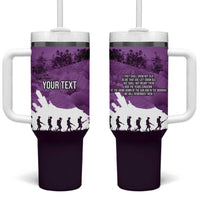Anzac Day Gallipoli Personalised Tumbler With Handle Purple Poppy Flowers