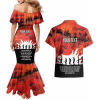 Anzac Day Gallipoli Personalised Couples Matching Mermaid Dress and Hawaiian Shirt Red Poppy Flowers